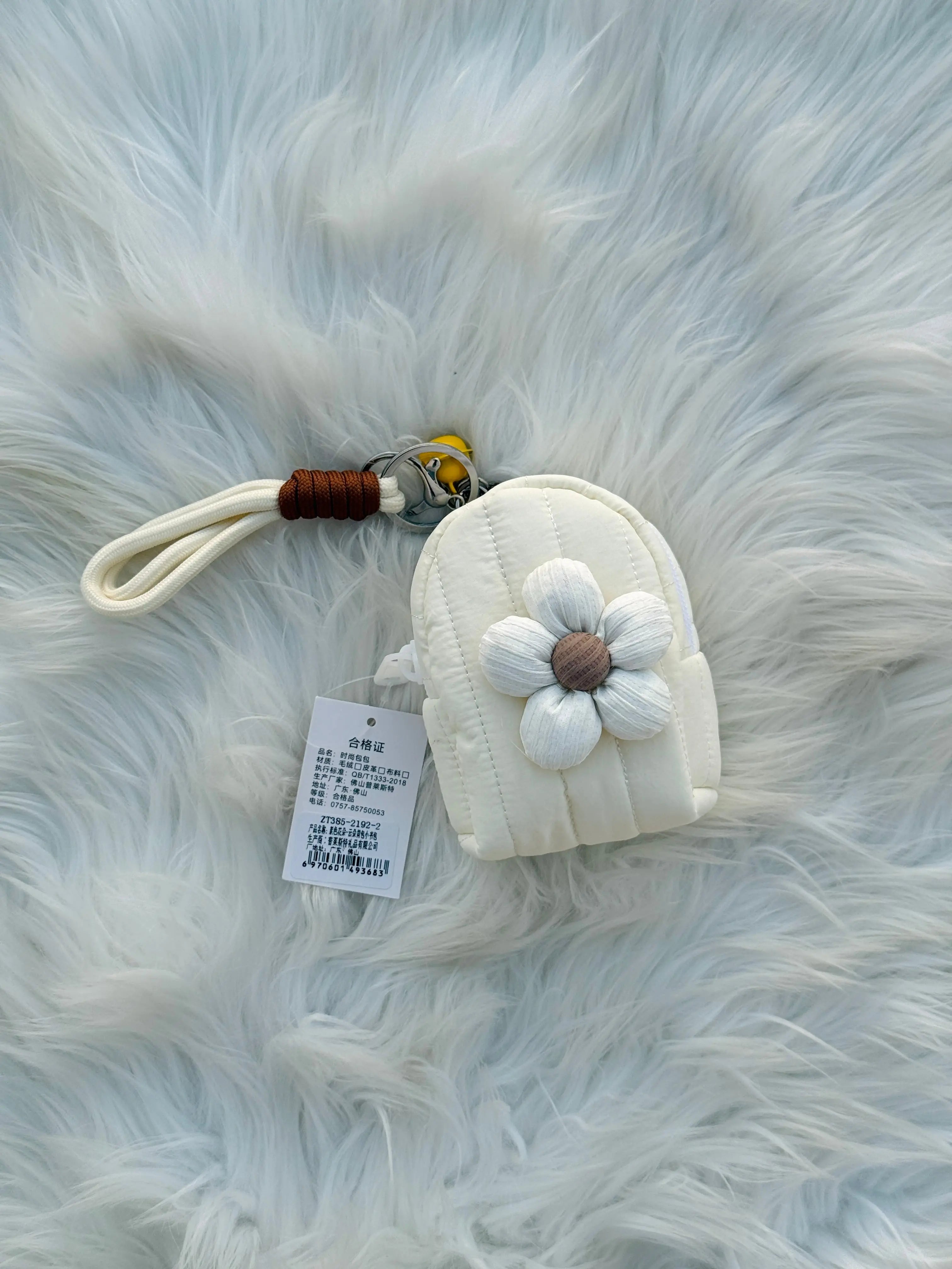 Cute Mini Backpack Coin Pouch Keychain with Flower Sparkels  Sparkels