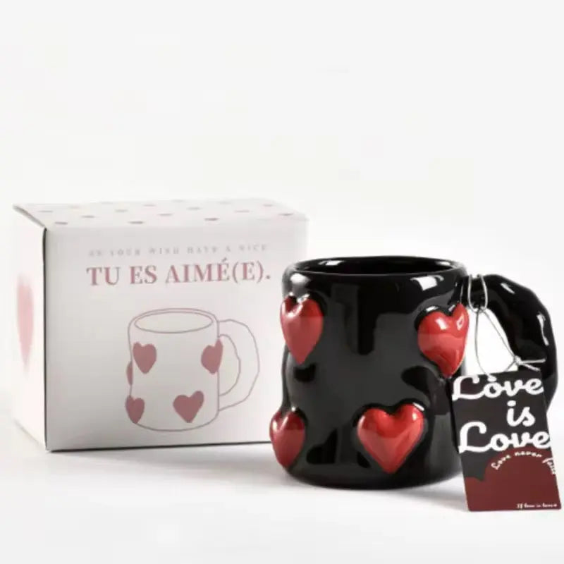 Cute Pink Heart Ceramic Coffee Mug Aesthetic Kawaii Tea & Latte Cup