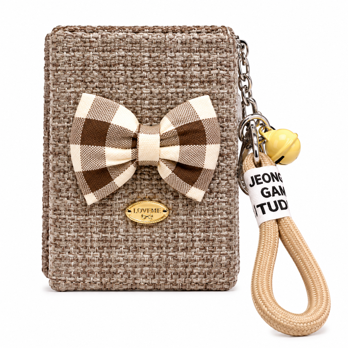 Elegant Bow Compact Mirror Keychain with Wrist Strap