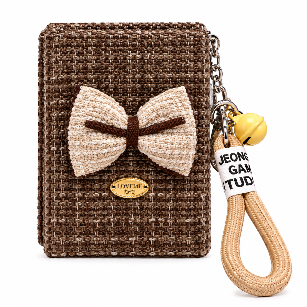 Elegant Bow Compact Mirror Keychain with Wrist Strap