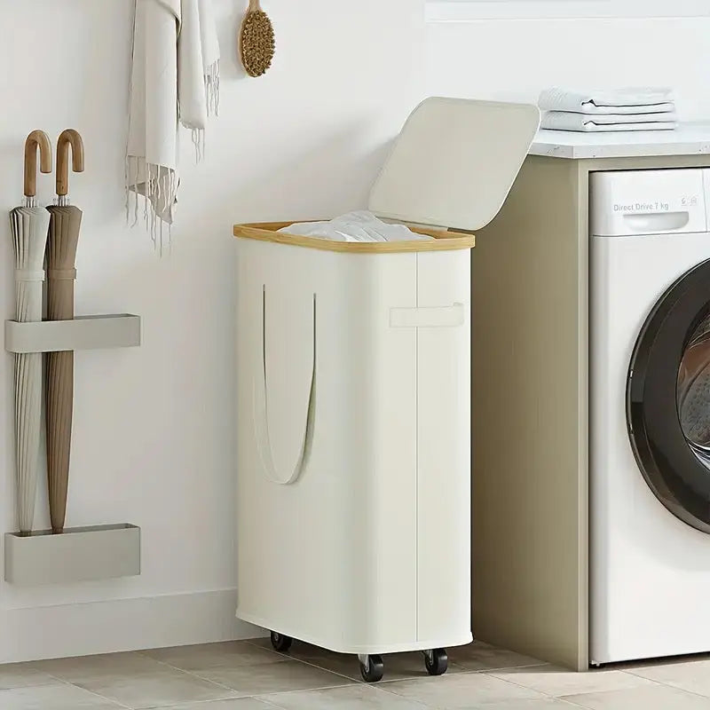 Large Rolling Laundry Hamper with Lid 60L / 100L Clothes Storage Basket with Wheels