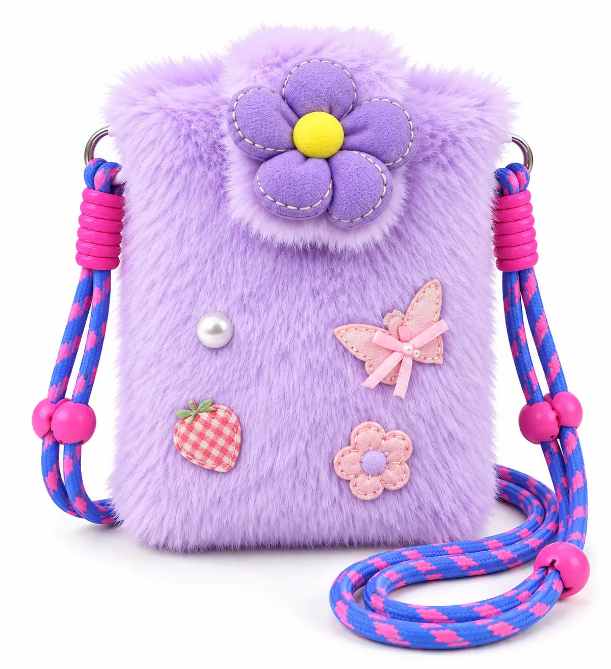 Cute Fluffy Flower Crossbody Phone Bag