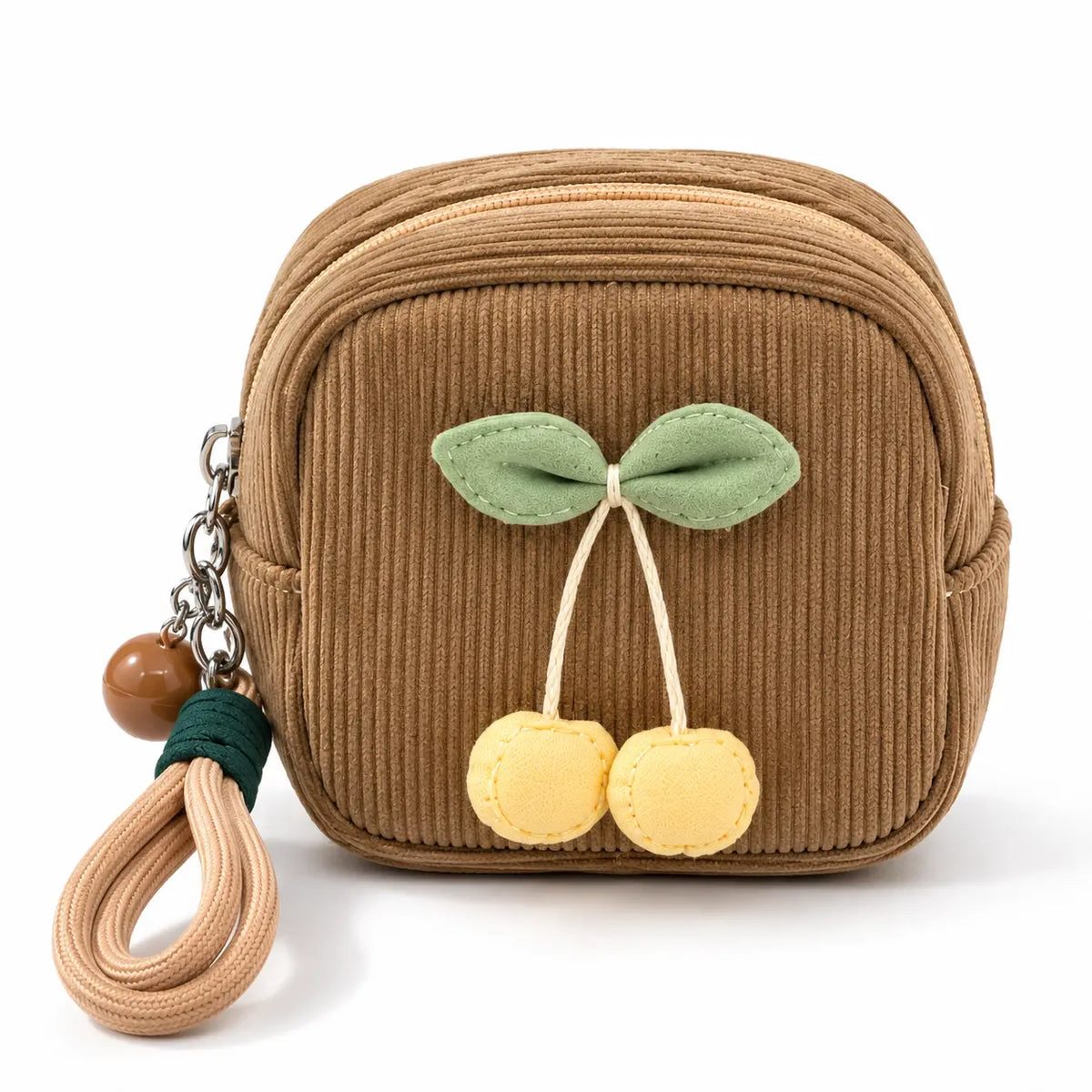 Cute Cherry Corduroy Mini Coin Purse Keychain