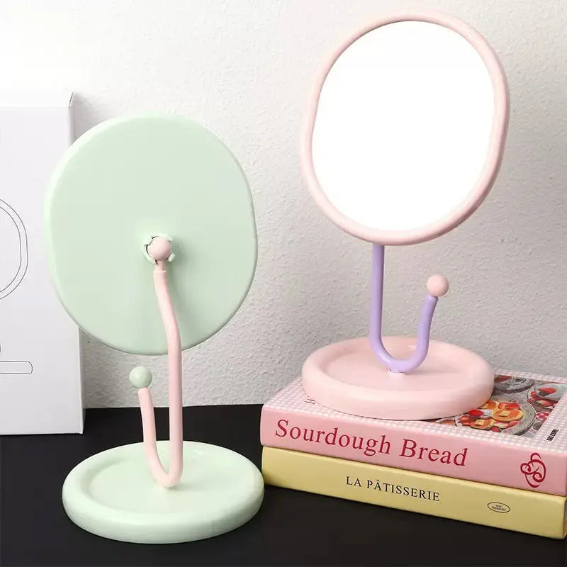 Pastel Oval Table Mirror with Jewelry Hook Stand