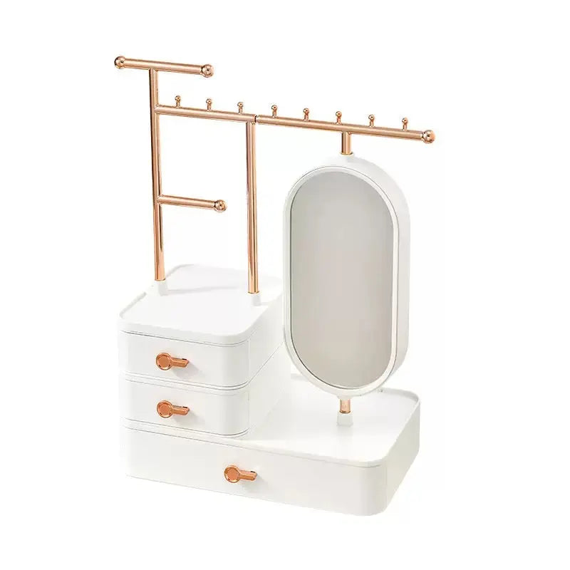 Multifunctional Jewelry Organizer with Mirror & Storage Drawers