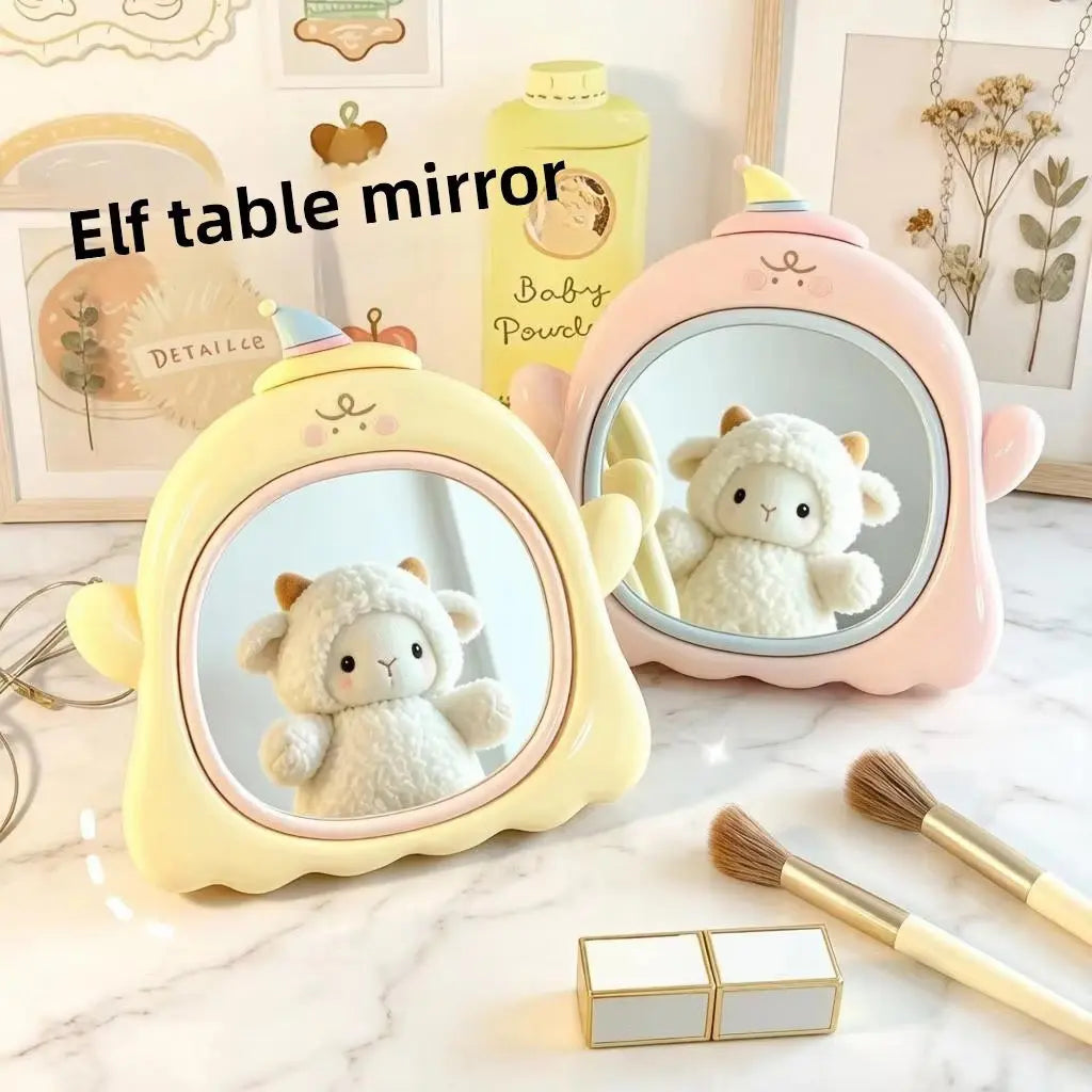 Cute Elf Cartoon Table Mirror Pastel Vanity Mirror