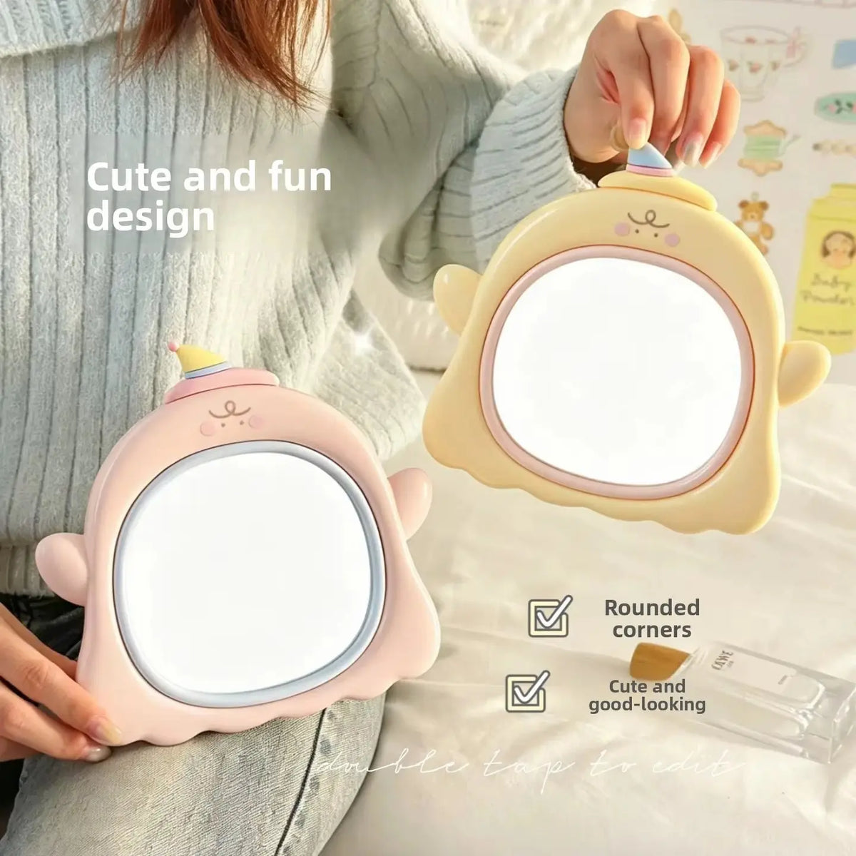 Cute Elf Cartoon Table Mirror Pastel Vanity Mirror