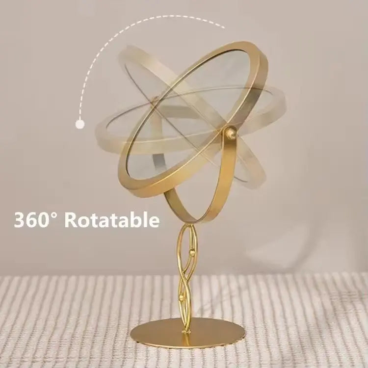 Elegant Round Rotating Vanity Mirror with Decorative Metal Stand