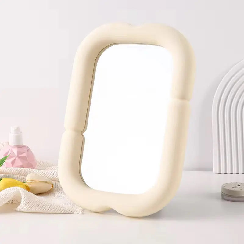 Modern Wavy Rectangle Table Mirror with Foldable Stand