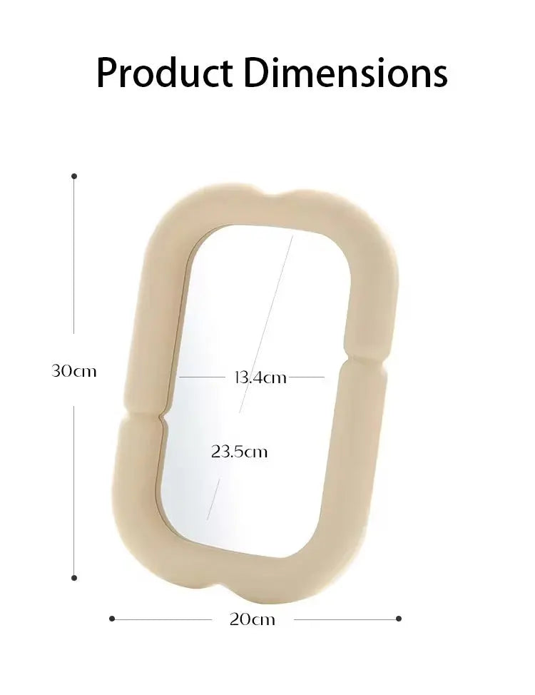 Modern Wavy Rectangle Table Mirror with Foldable Stand