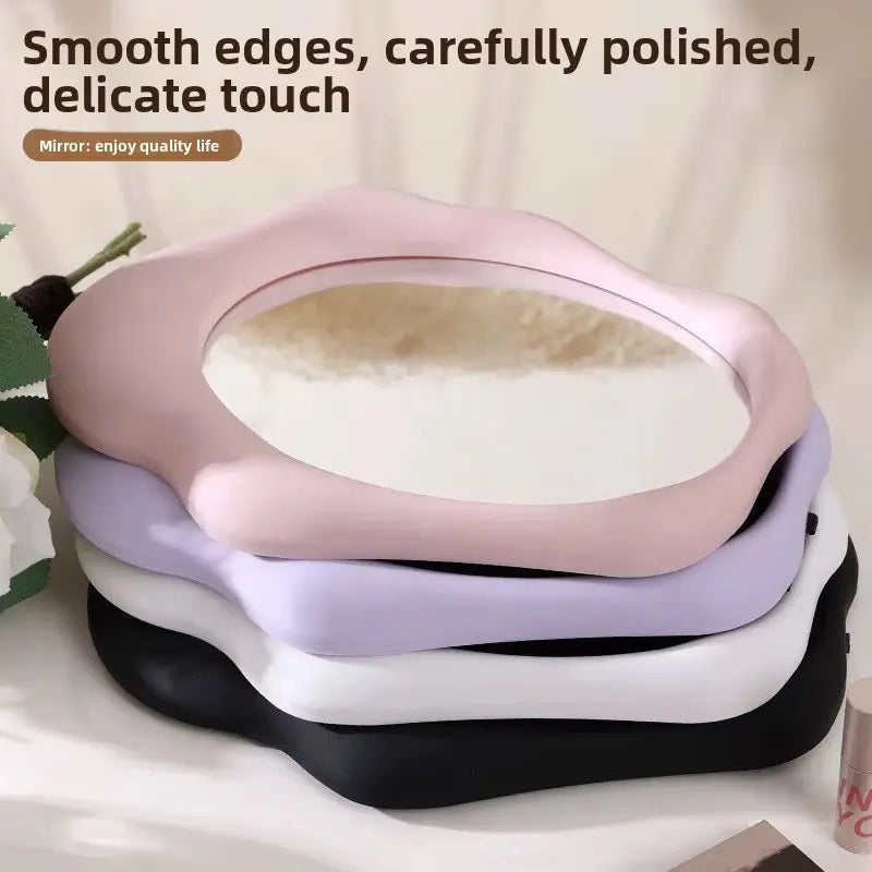 Aesthetic Irregular Wavy Table Mirror with Foldable Stand