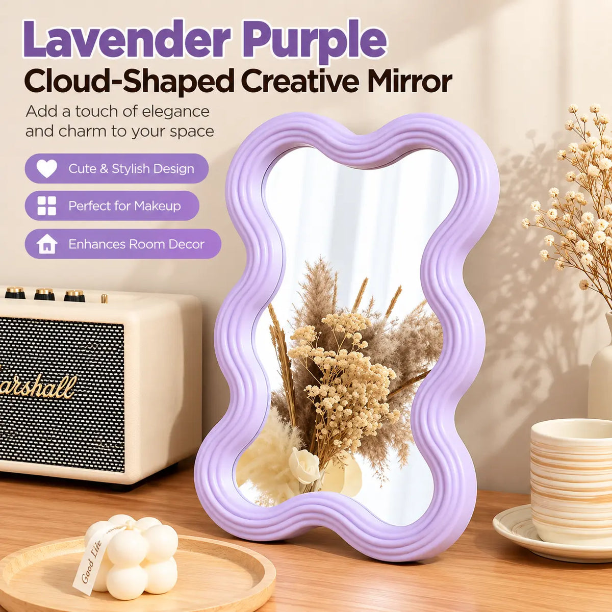 Aesthetic Wave Creative Table Mirror Wavy Makeup & Vanity Mirror