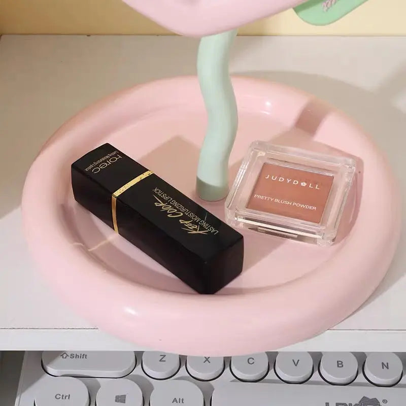 Cute Heart Shaped Table Mirror with Jewelry Tray