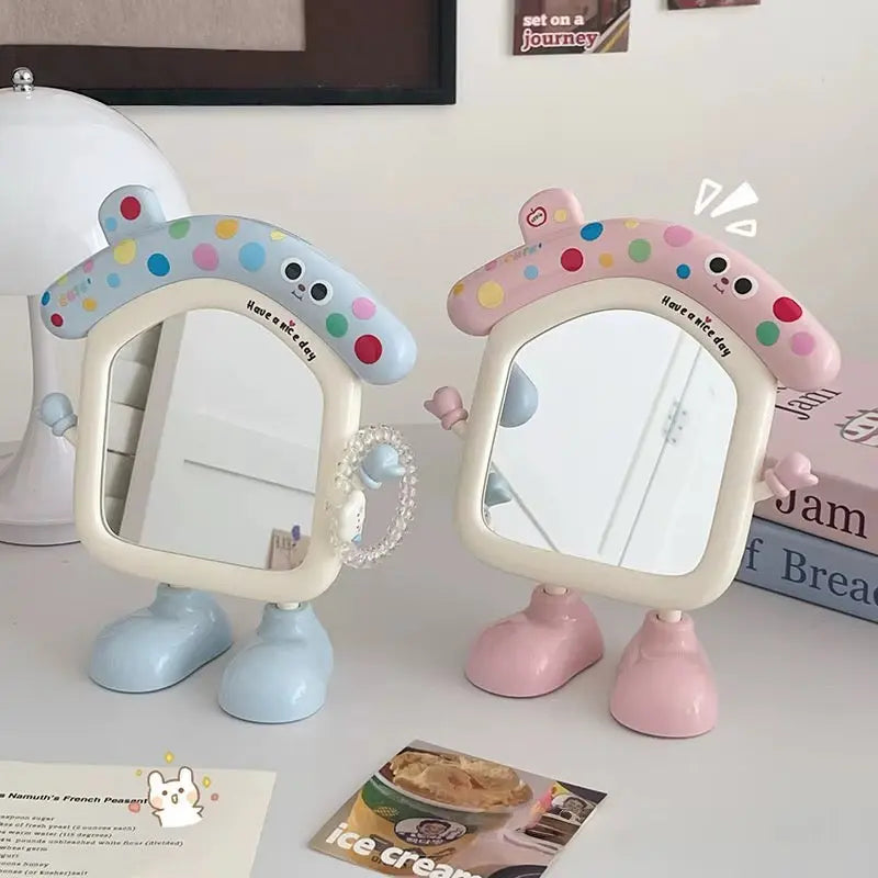 Cute Cartoon House Table Mirror Standing Makeup Mirror