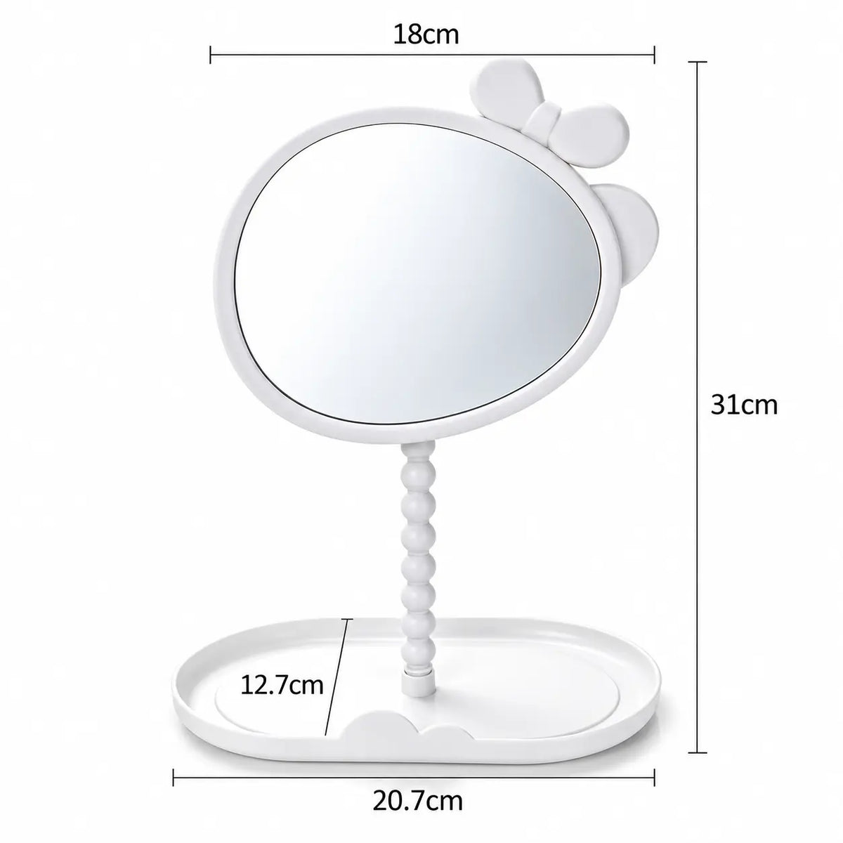 Cute Bow Anti-Fog Table Mirror with Storage Tray