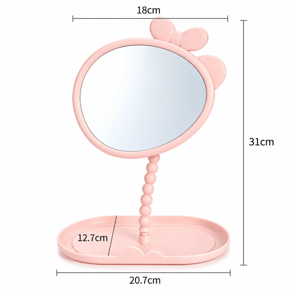Cute Bow Anti-Fog Table Mirror with Storage Tray