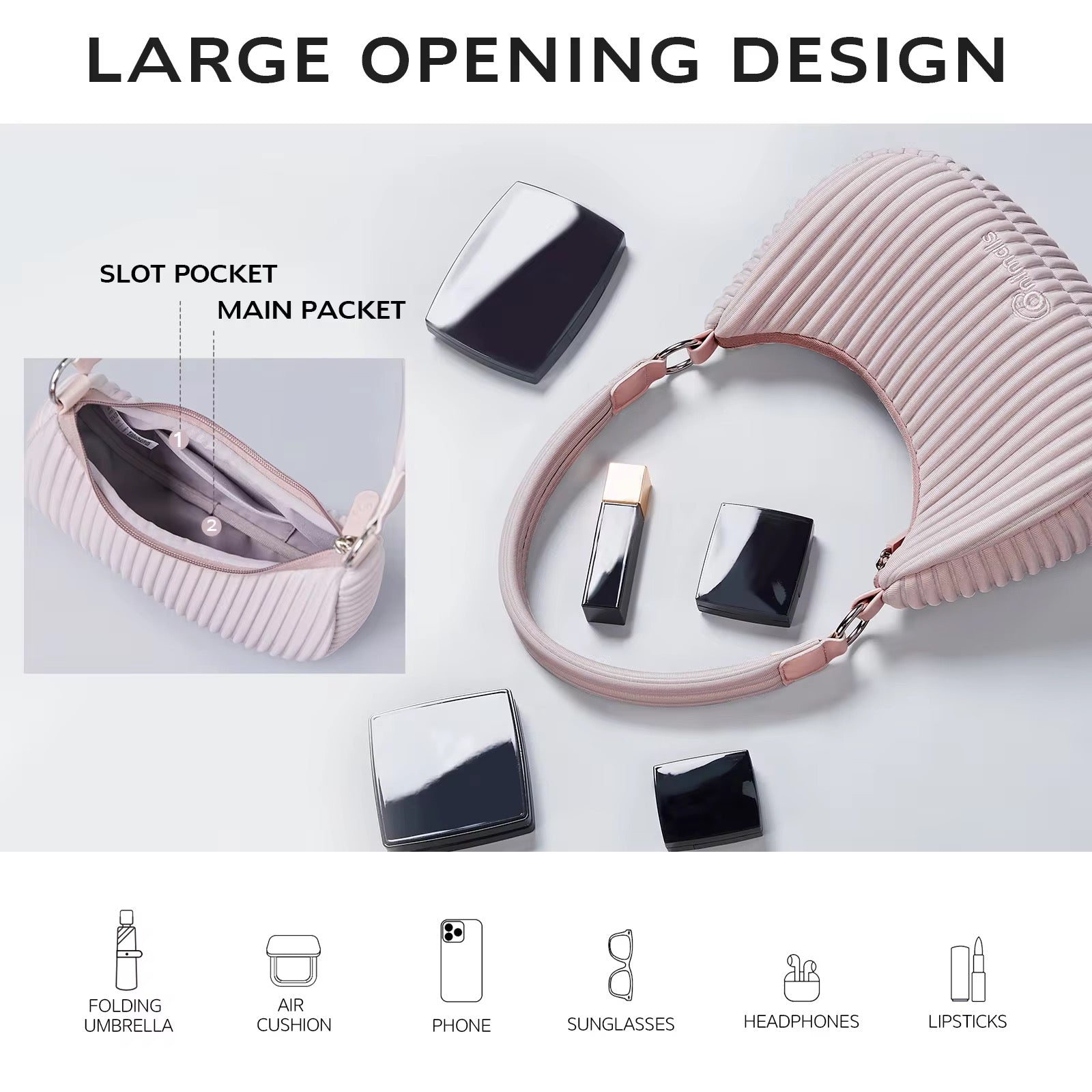 Pleated Soft Shoulder Bag Lightweight & Stylish Handbag for Women