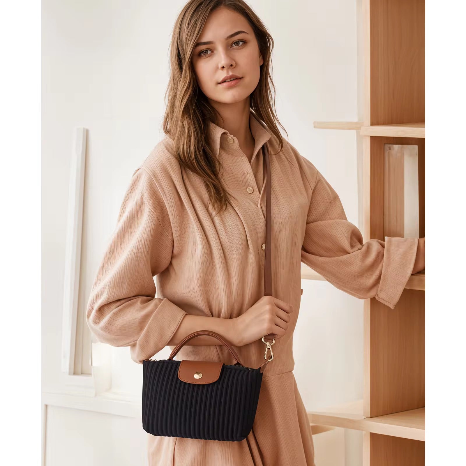 Pleated Mini Crossbody Bag Lightweight & Chic Everyday Purse