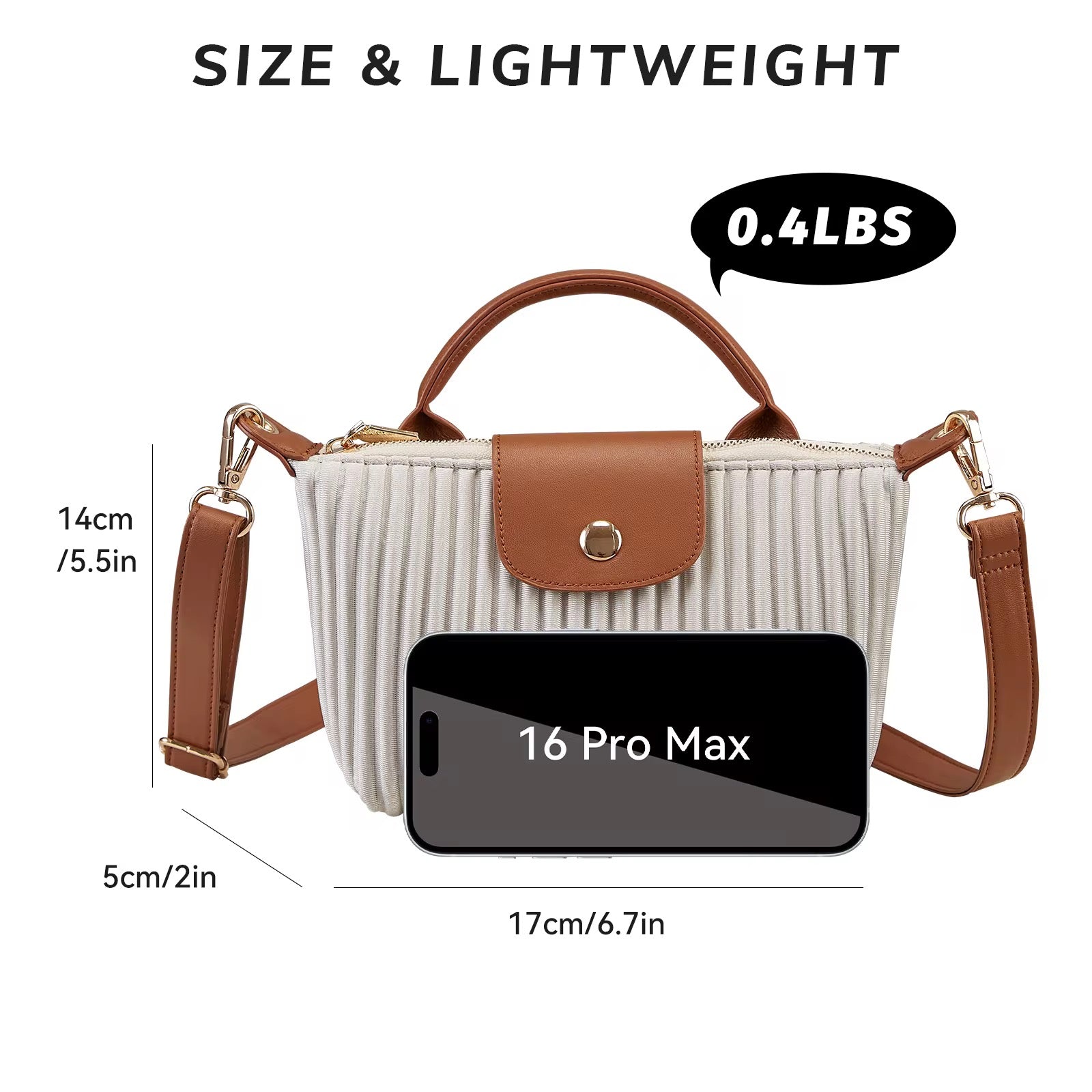 Pleated Mini Crossbody Bag Lightweight & Chic Everyday Purse