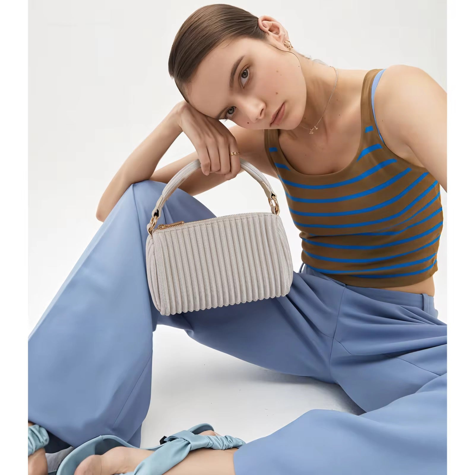Pleated Mini Handbag Lightweight & Trendy Shoulder Purse