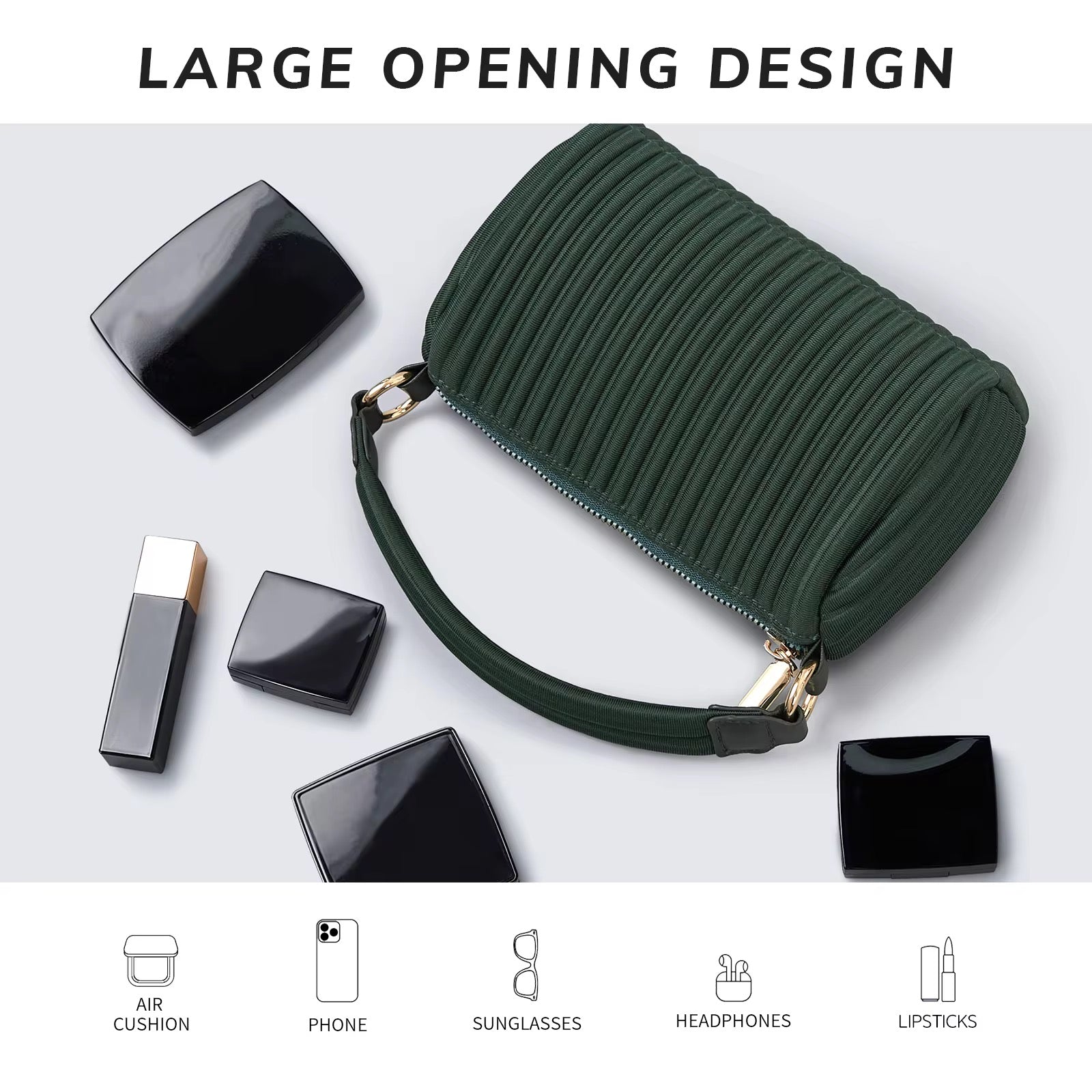 Pleated Mini Handbag Lightweight & Trendy Shoulder Purse