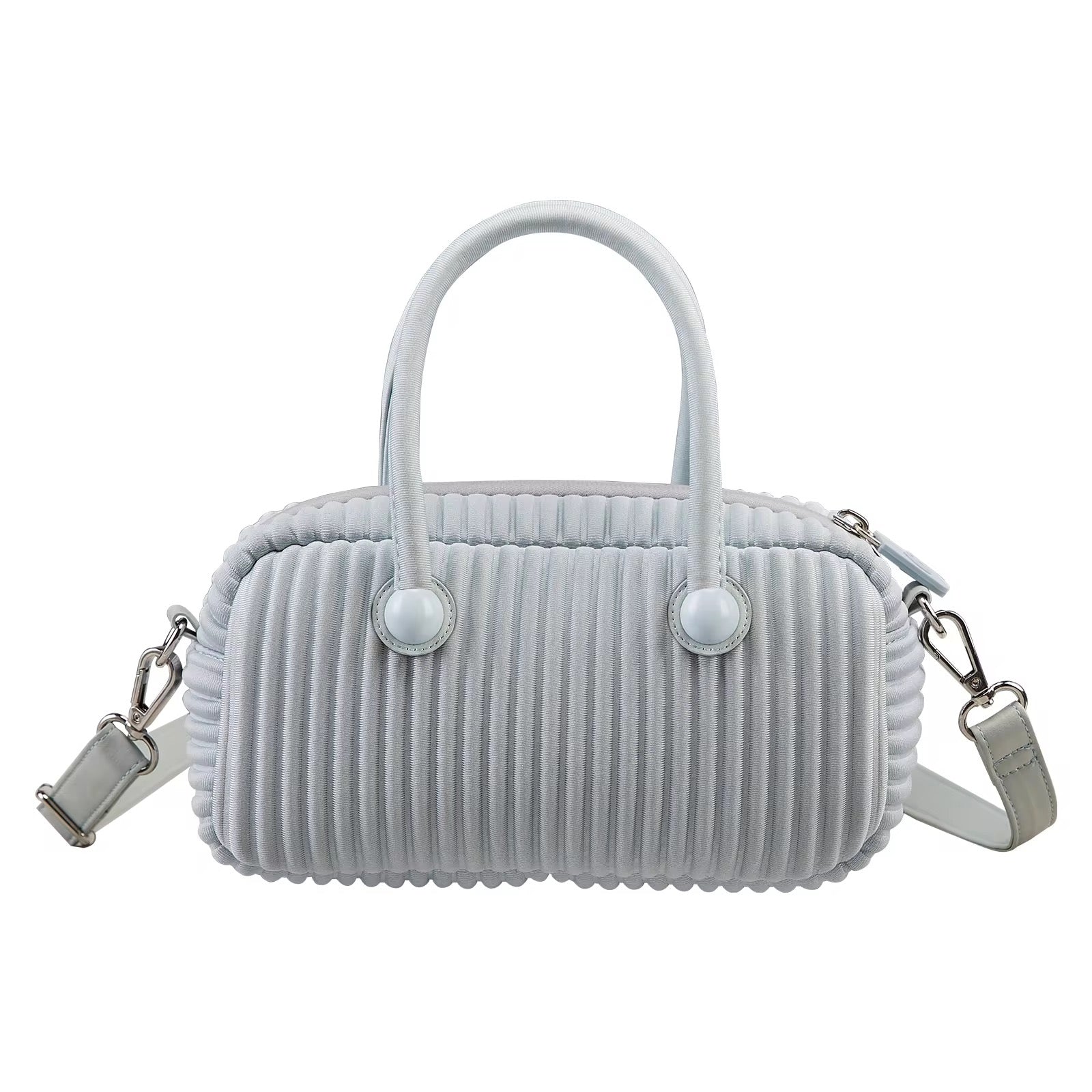 Pleated Pearl Handle Handbag Elegant & Lightweight Crossbody Purse