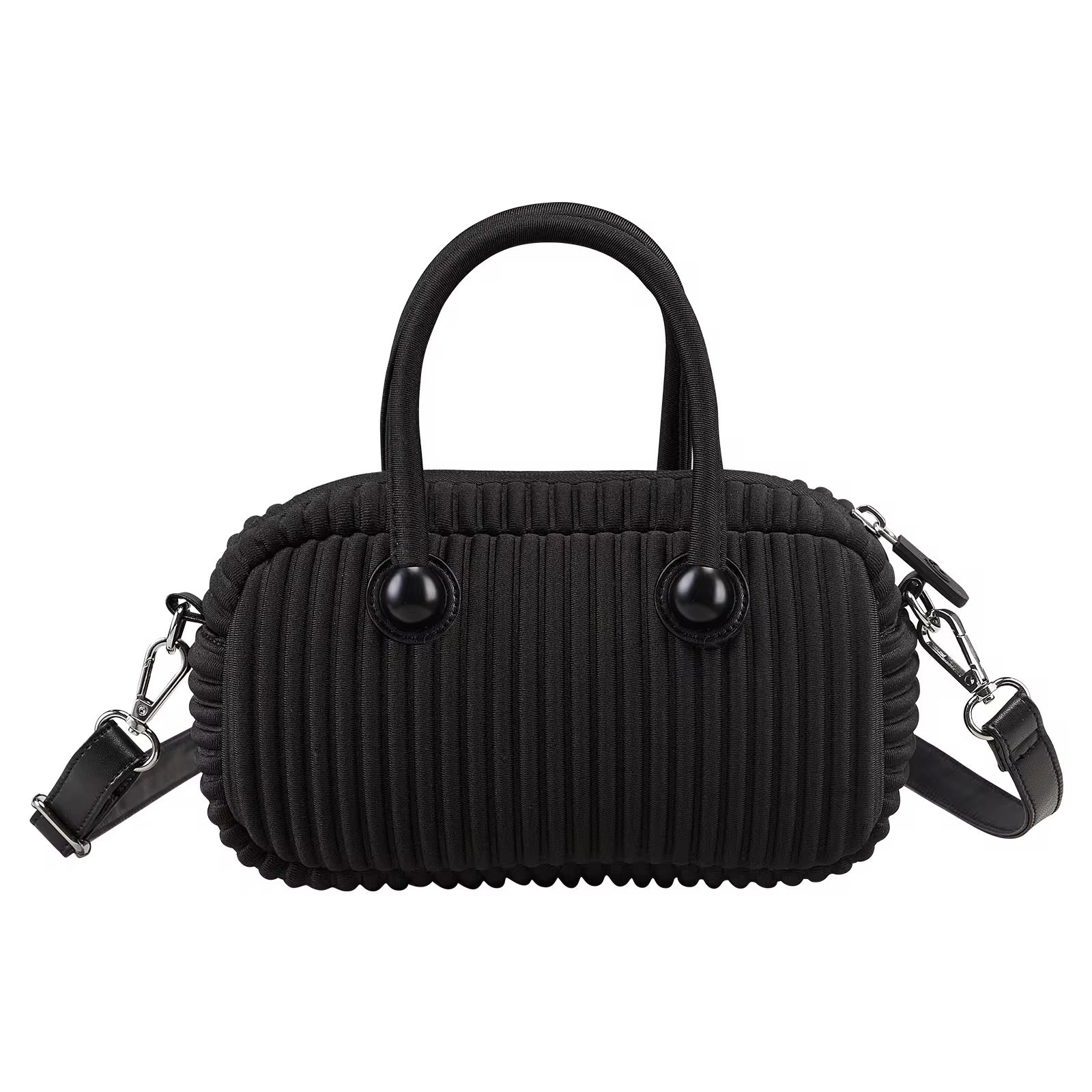 Pleated Pearl Handle Handbag Elegant & Lightweight Crossbody Purse
