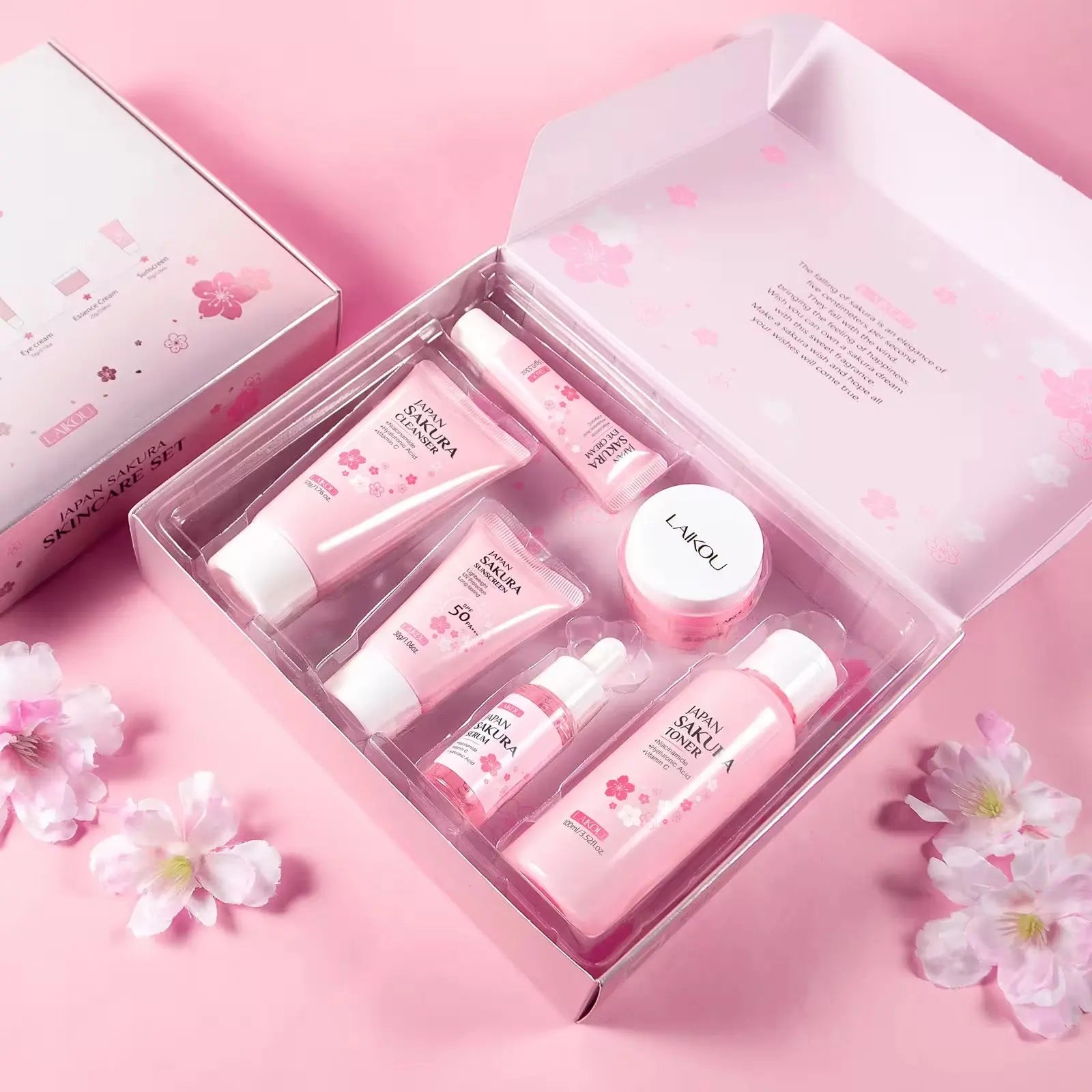 Skincare Set 6PCS Cherry Blossom Hydrating & Brightening Face Care Kit