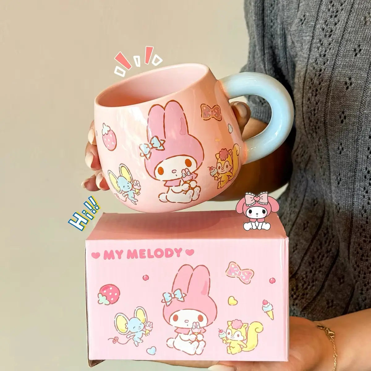Cute Character Ceramic Mug Large Kawaii Coffee Cup