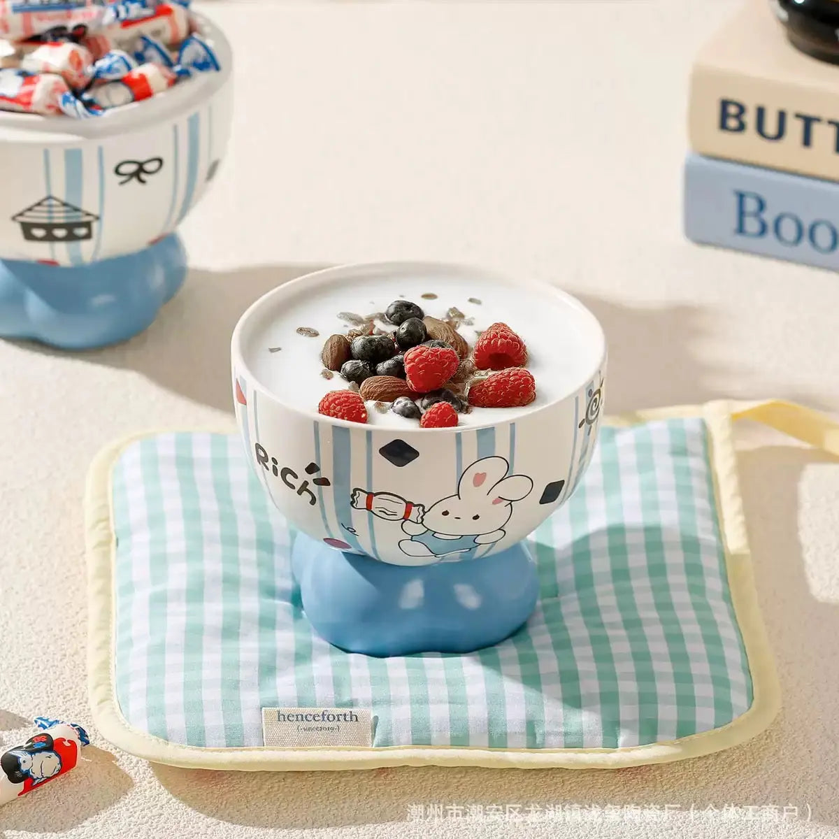 Cute Rabbit Candy Shaped Ceramic Bowl with Gift Box