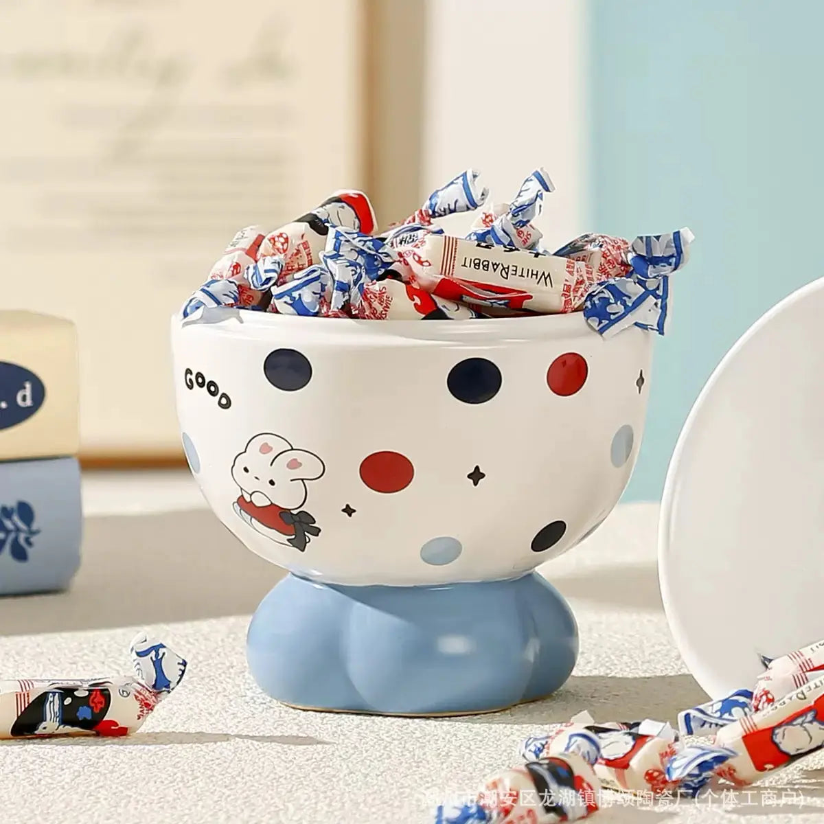 Cute Rabbit Candy Shaped Ceramic Bowl with Gift Box