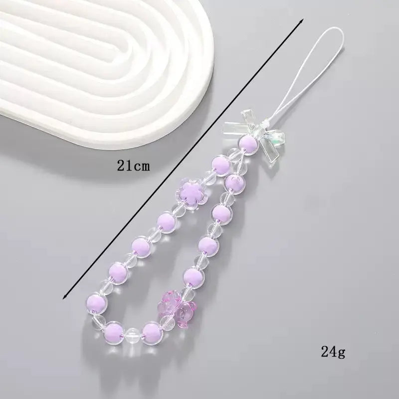 Cute Beaded Phone Charm Strap Kawaii Wrist Lanyard for Phone & Keychain Sparkels  Sparkels