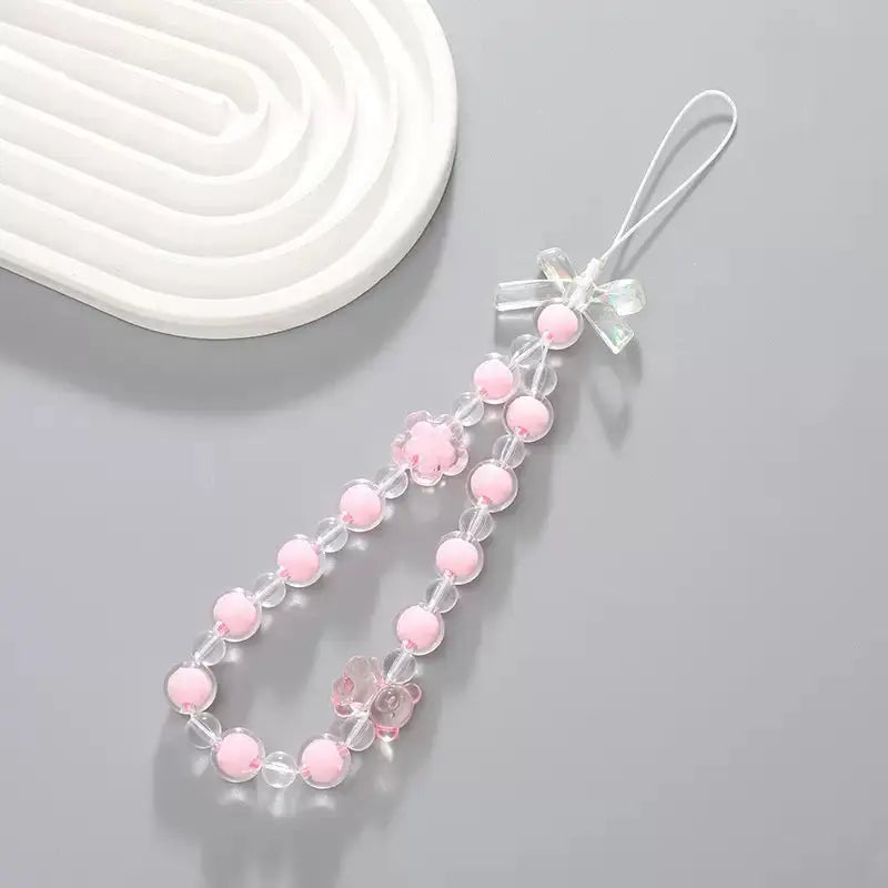 Cute Beaded Phone Charm Strap Kawaii Wrist Lanyard for Phone & Keychain Sparkels  Sparkels