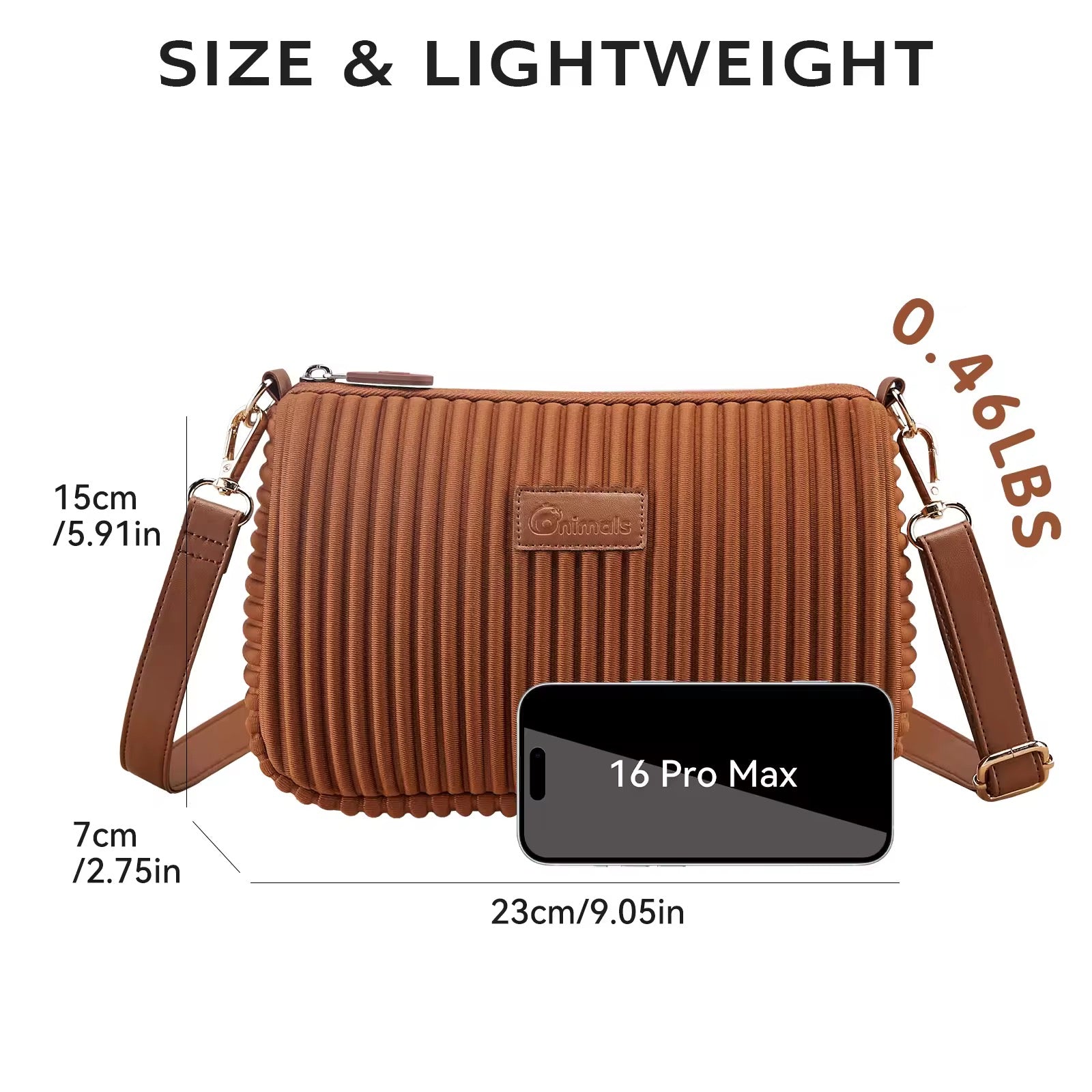 Pleated Crossbody Bag Lightweight Everyday Shoulder Purse