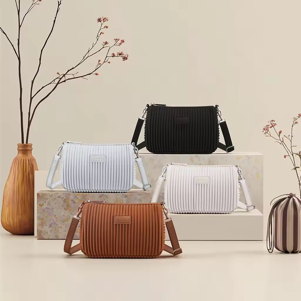 Pleated Crossbody Bag Lightweight Everyday Shoulder Purse