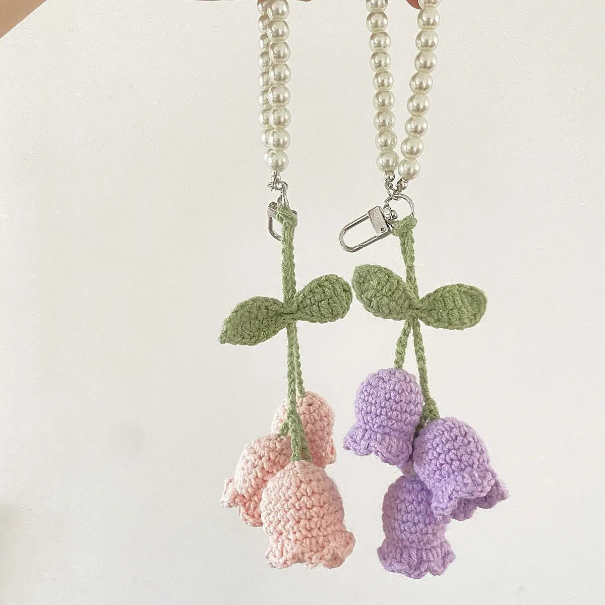 Crochet Flower Keychain Cute Handmade Tulip Bag Charm Sparkels  Sparkels
