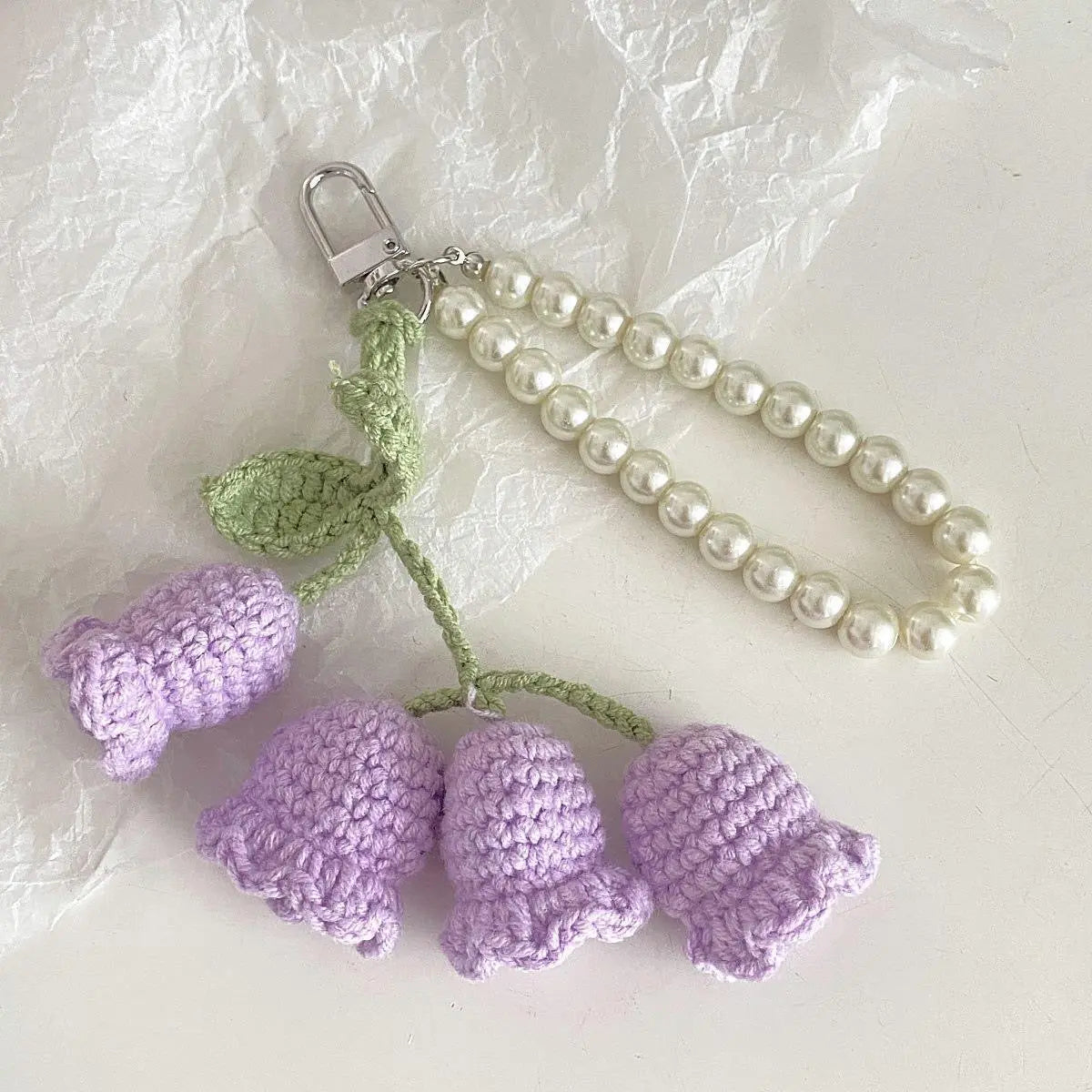 Crochet Flower Keychain Cute Handmade Tulip Bag Charm Sparkels  Sparkels