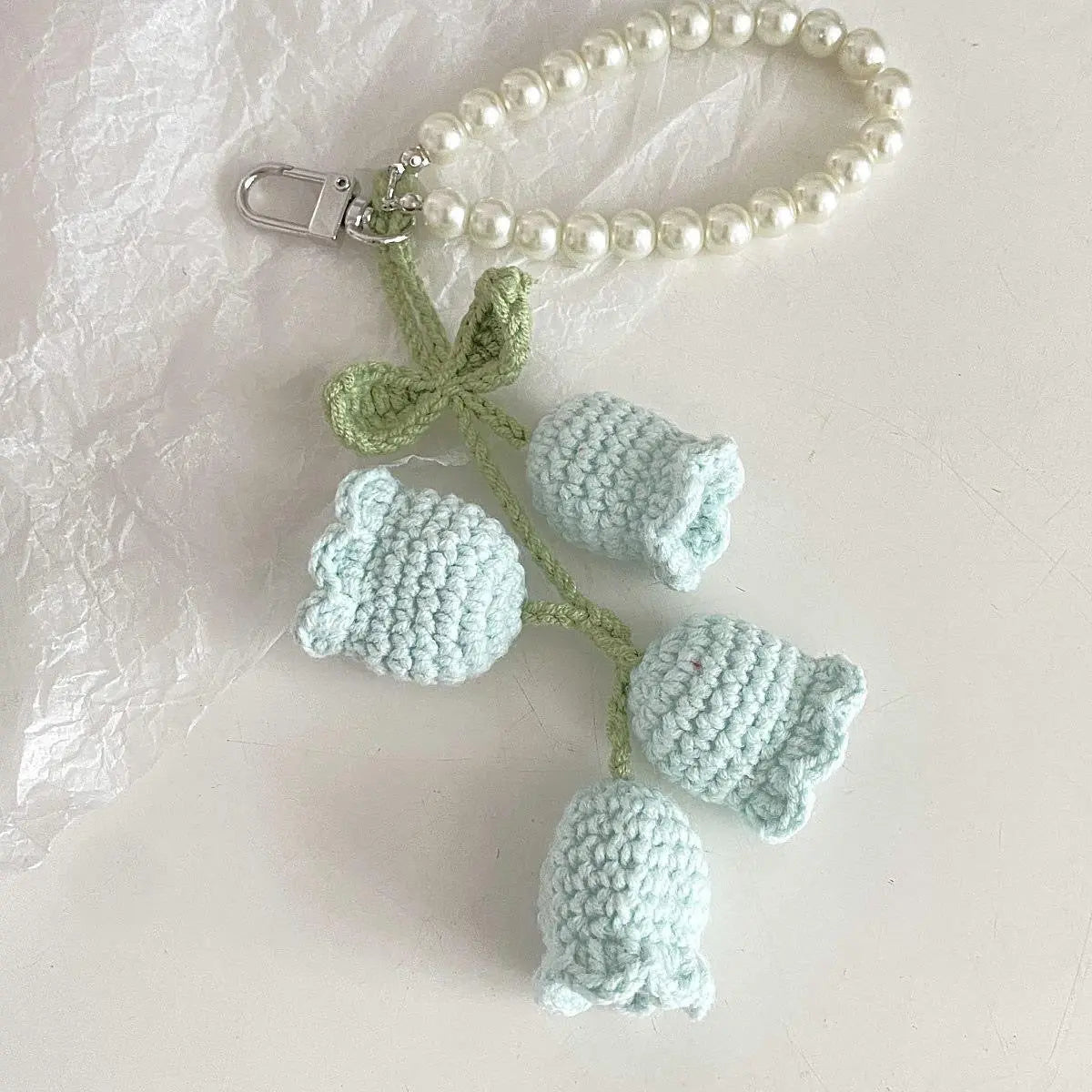 Crochet Flower Keychain Cute Handmade Tulip Bag Charm Sparkels  Sparkels