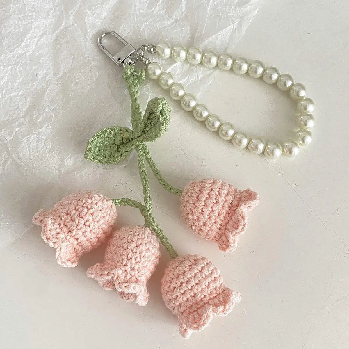 Crochet Flower Keychain Cute Handmade Tulip Bag Charm Sparkels  Sparkels