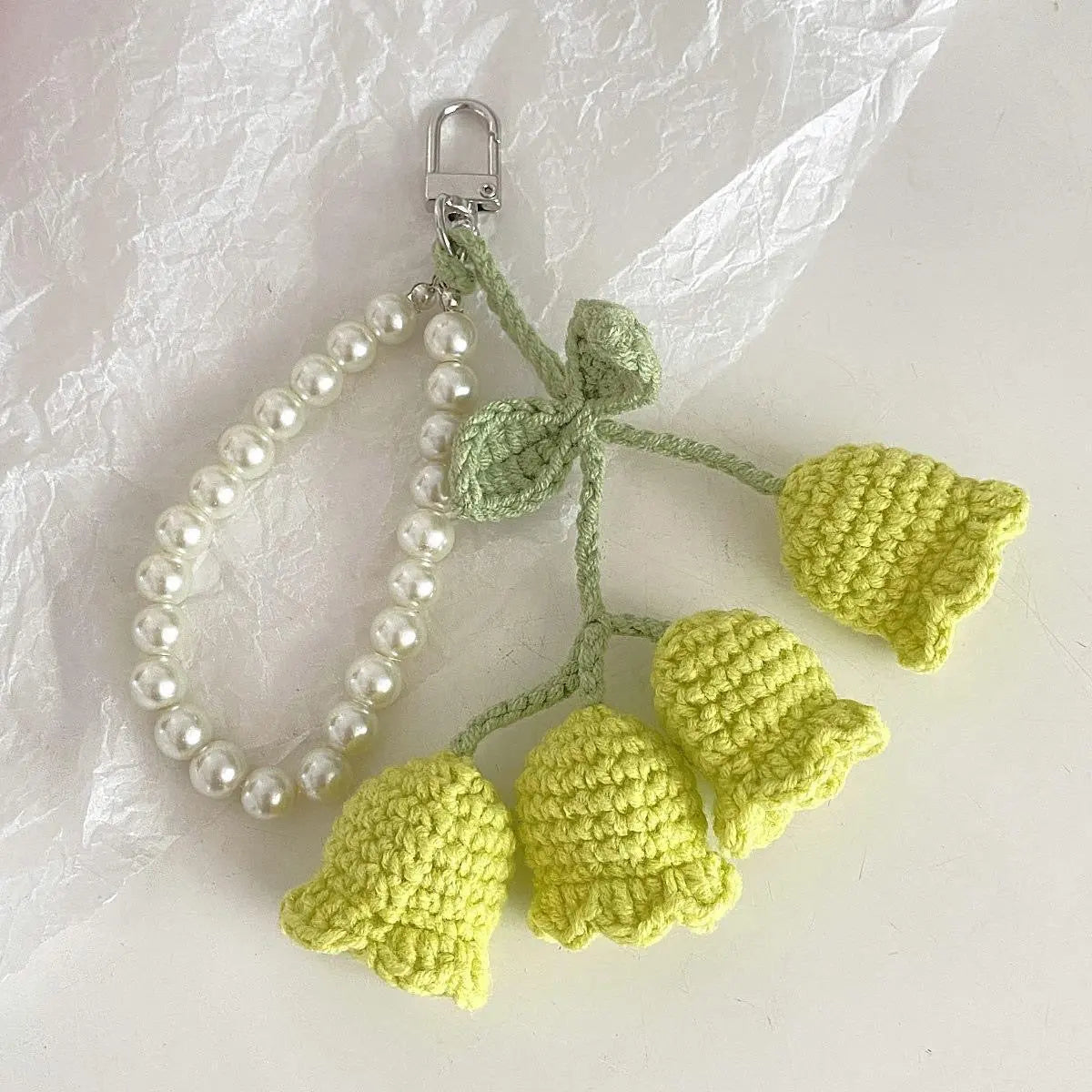 Crochet Flower Keychain Cute Handmade Tulip Bag Charm Sparkels  Sparkels