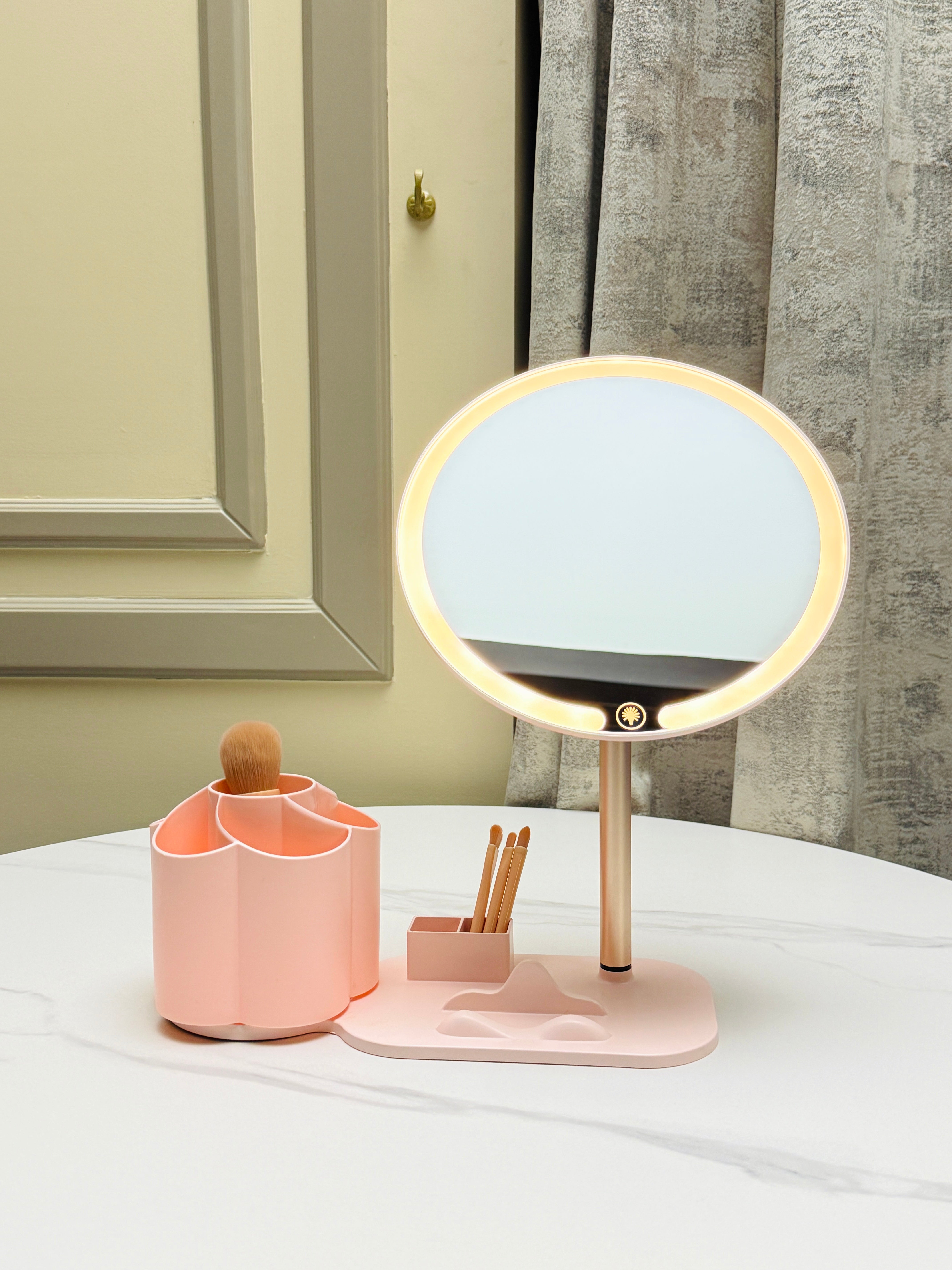 LED Touch Makeup Mirror with Organizer Stand