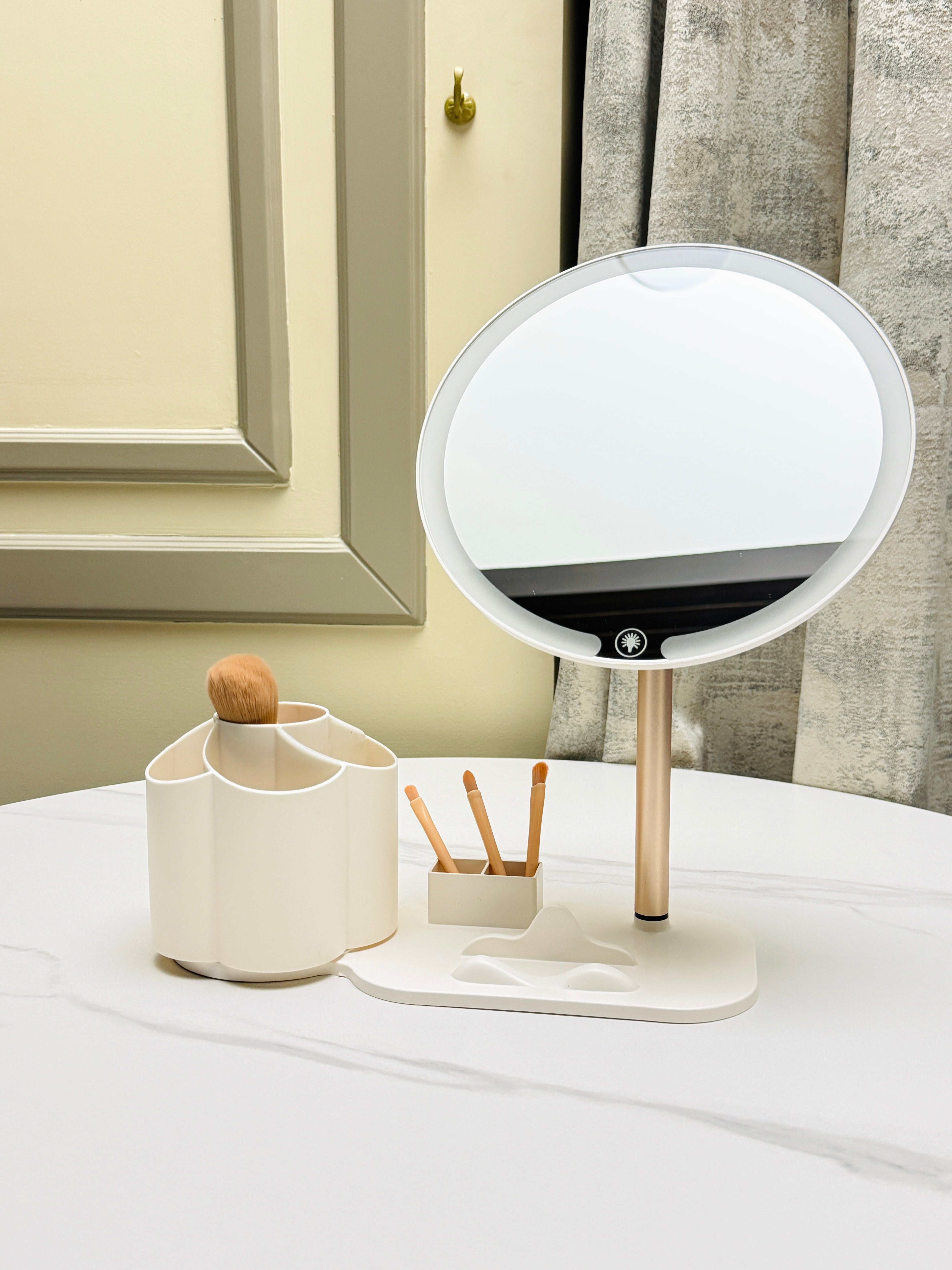 LED Touch Makeup Mirror with Organizer Stand