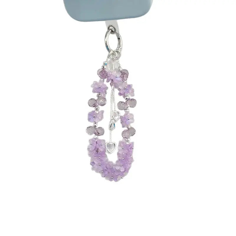 Crystal Beaded Phone Charm Aesthetic Hand Strap Keychain