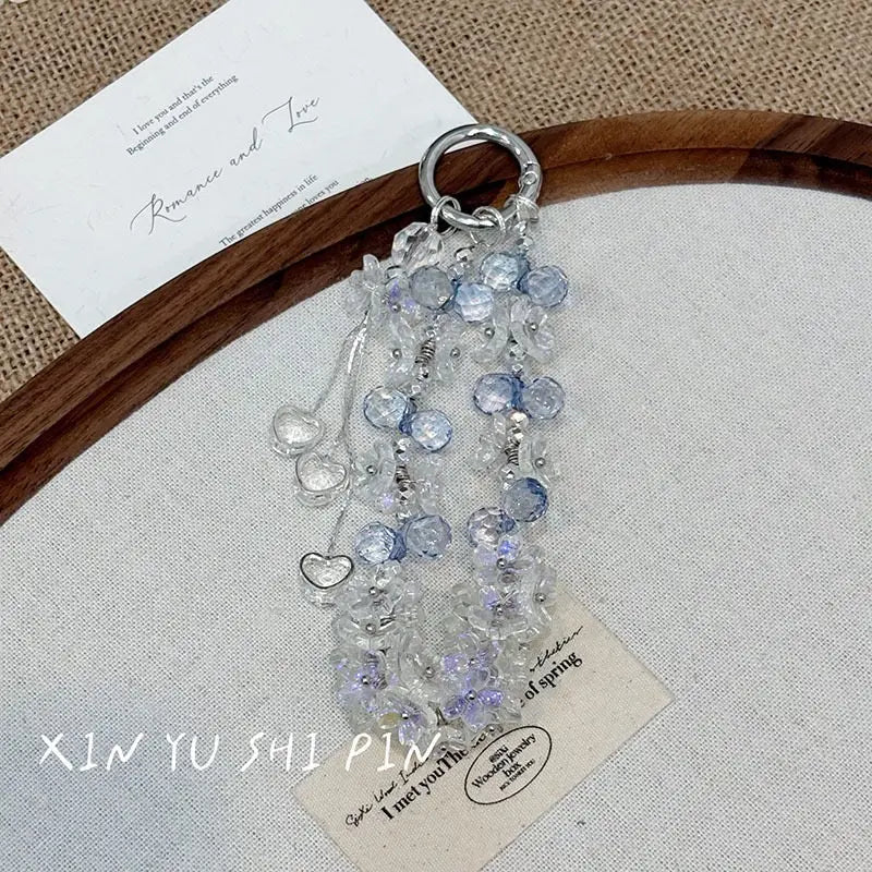 Crystal Beaded Phone Charm Aesthetic Hand Strap Keychain