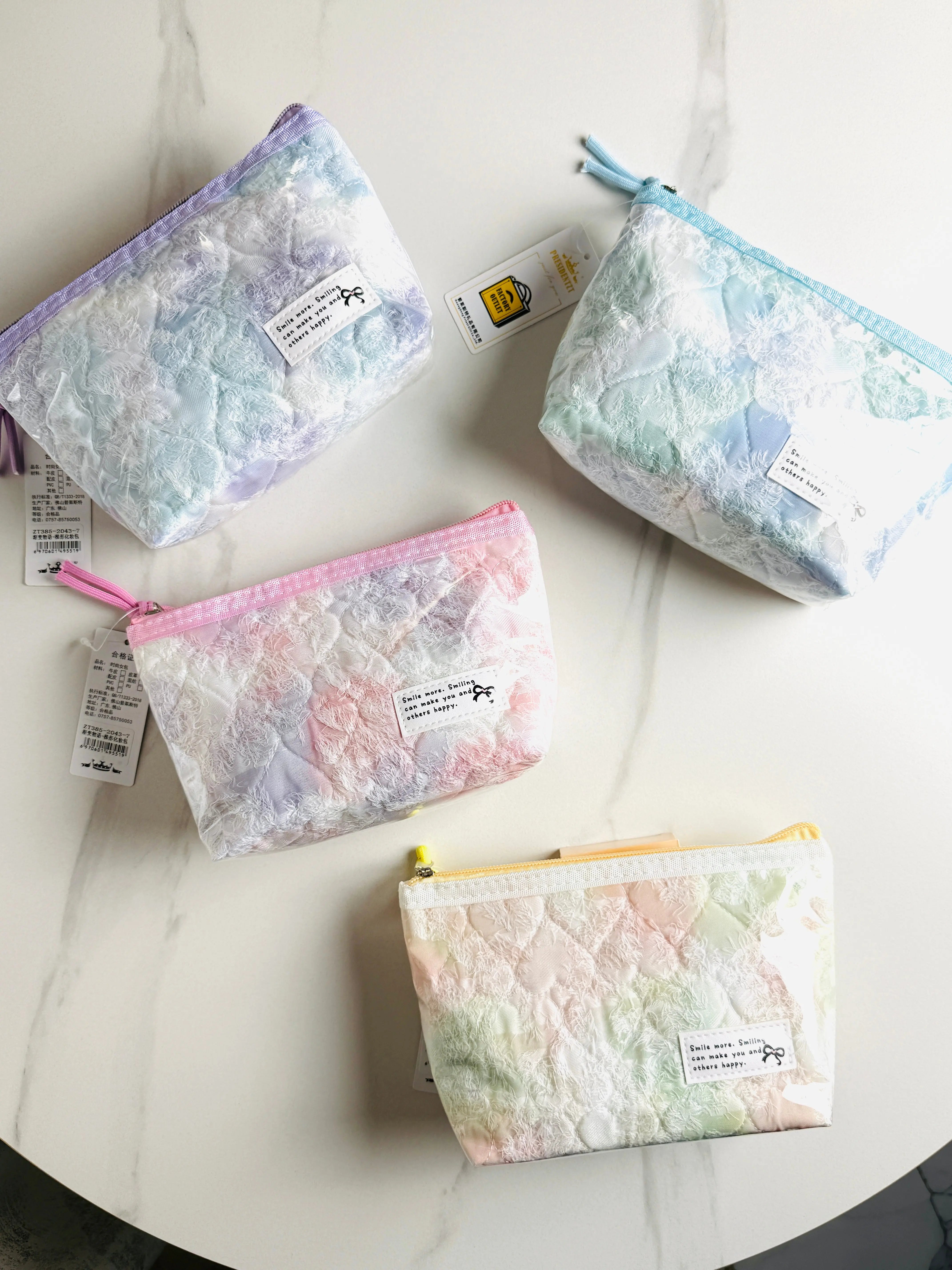 Pastel Cloud Quilted Pouch Waterproof Makeup & Travel Bag