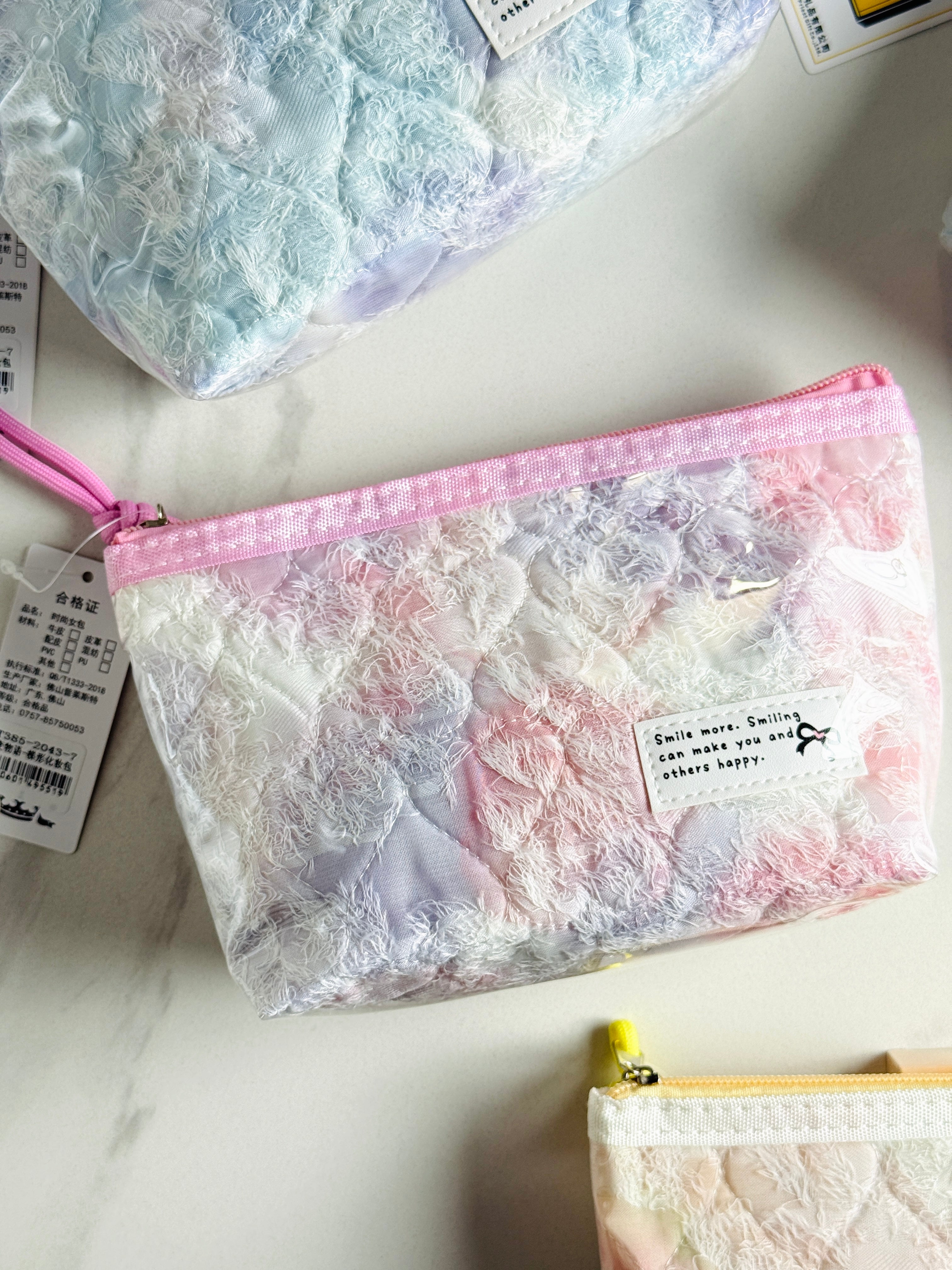 Pastel Cloud Quilted Pouch Waterproof Makeup & Travel Bag