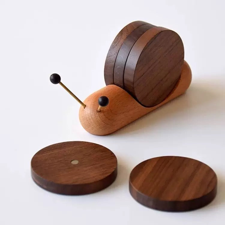 Wooden Snail Coasters Set Creative Table Drink Coasters