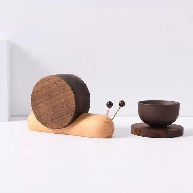Wooden Snail Coasters Set Creative Table Drink Coasters Sparkels  Sparkels