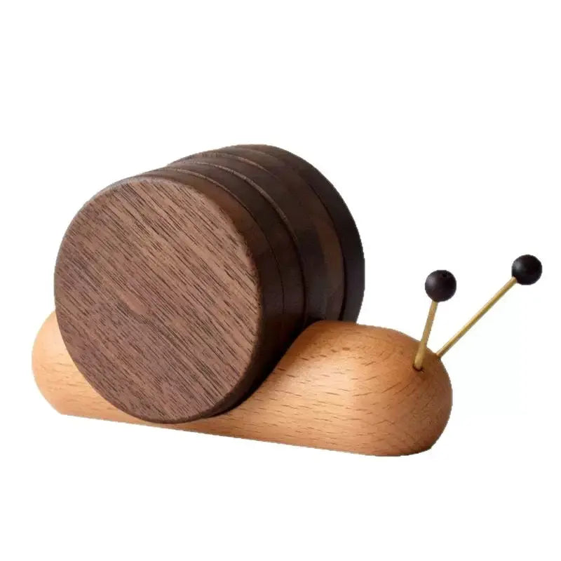 Wooden Snail Coasters Set Creative Table Drink Coasters Sparkels  Sparkels