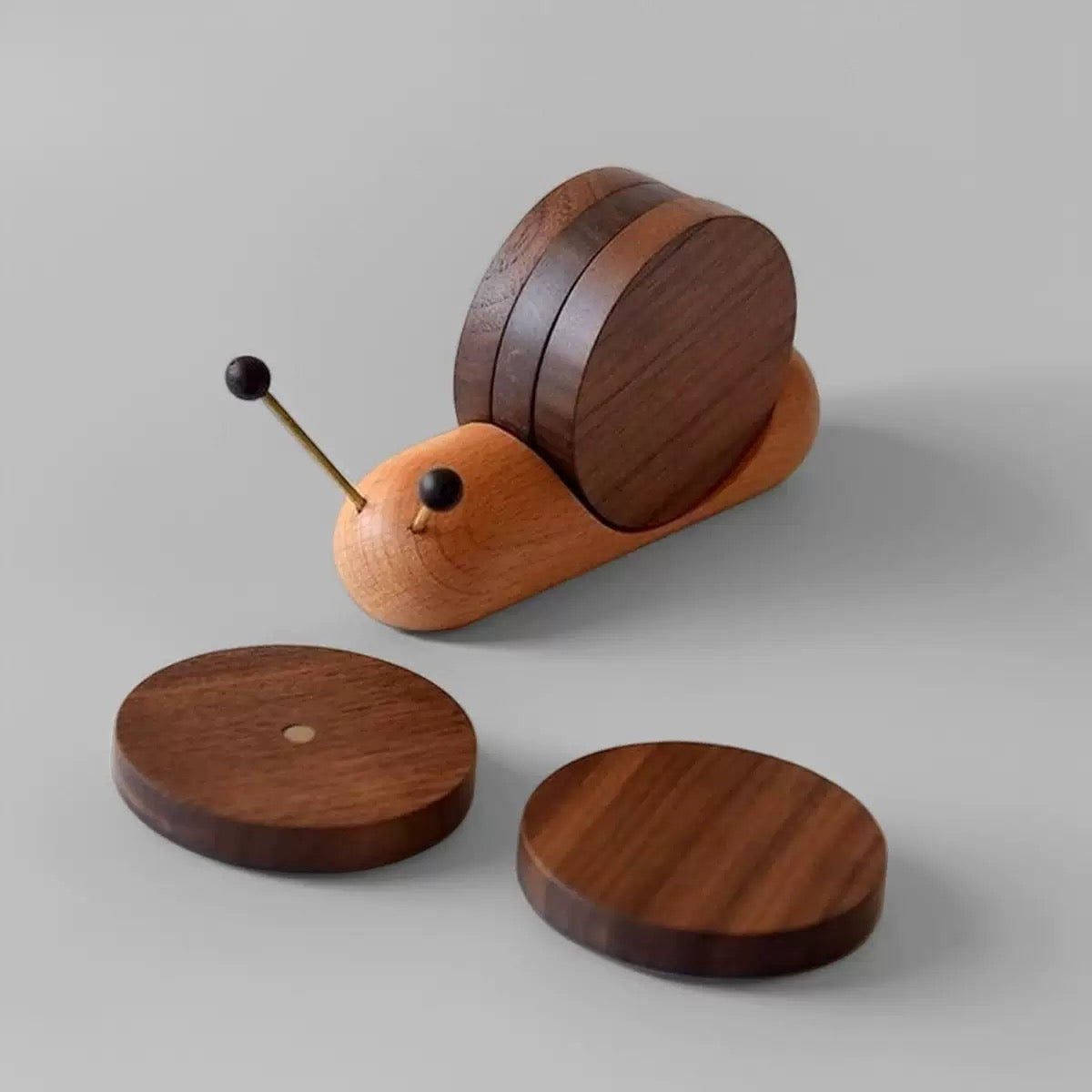 Wooden Snail Coasters Set Creative Table Drink Coasters
